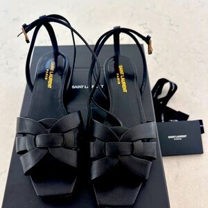 Saint Laurent - Tribute Ankle Strap Sandal, size 38 Black